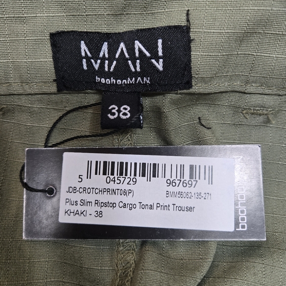 boohooMan New Cargo Olive Green Pants. Size 38 - Picture 9 of 9